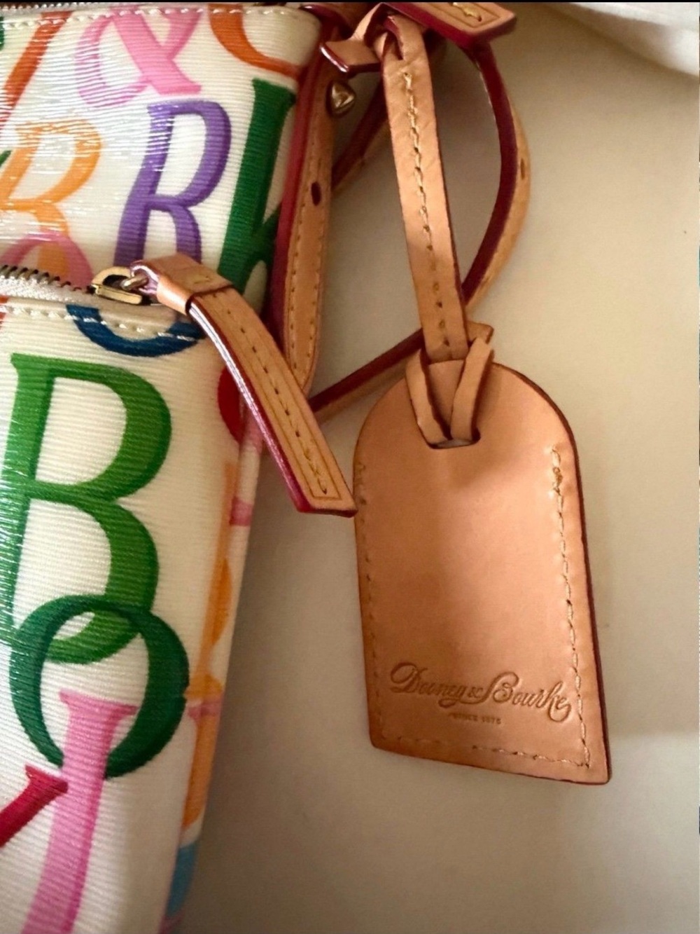 Dooney & Bourke White Rainbow Retro Grafica Letter Carrier Crossbody Bag - Picture 3 of 14